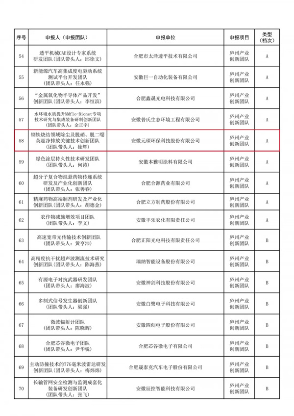 祝贺402cc永利登录主页科技研发团队荣获“庐州产业创新团队”荣誉称号